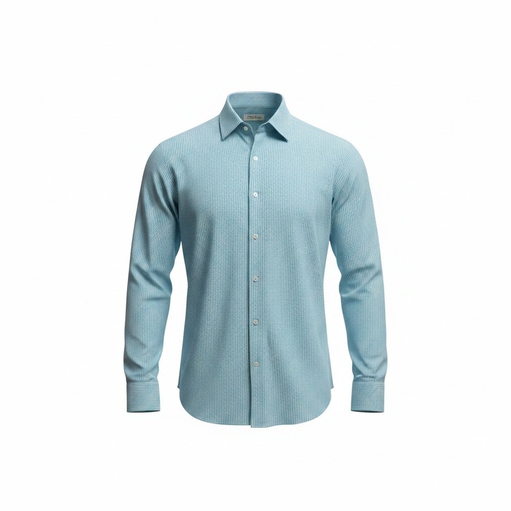 Peter Millar Shirt Men's XL Blue Gingham Cotton Long Sleeve Button Down Turkey